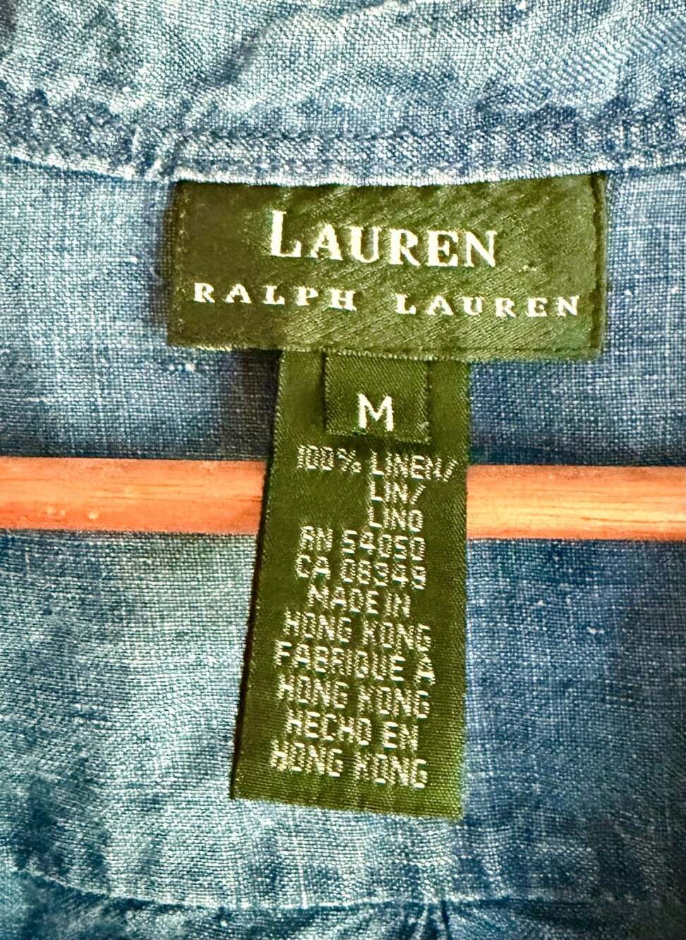 Vintage 90s Y2K Lauren Ralph Lauren Women's Blue 100% Linen Long Sleeve Button-U - Picture 5 of 7